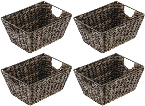 mDesign Aufbewahrungssystem mDesign Aufbewahrungskorb Flechtkorb Wasserhyazinthe 4er Set Schwarz