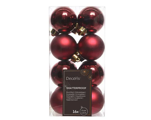 Kaemingk Weihnachtsbaumkugel, Weihnachtskugeln Kunststoff 4cm 16 Stück - Ochsenblut