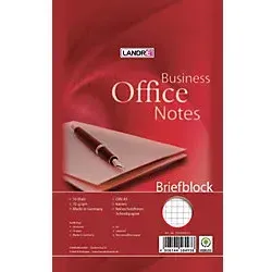 LANDRÉ Briefblock Business Office Notes Weiß Kariert Ungelocht DIN A5 14,8 x 21 cm 50 Blatt