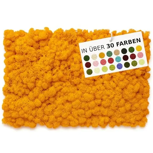 NaDeco Island-Moos 500g, echtes Moos in 30 Farben zur Wahl, fluffig & prall, Basteln Wand Deko Moss, für Moosbild Mooswand Moosplatten Kugelmoos Dekoration Ostern Weihnachten, Farbe:Orange