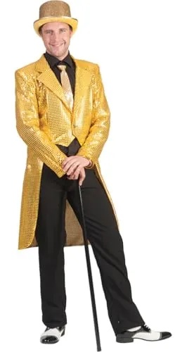 Karneval-Klamotten Frack Pailletten Herren Frack Herren Gold MIT Fliege schwarz Silvester Herren-Kostüm