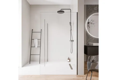 Bernstein Walk-in-Dusche EX102 70x100 cm Klarglas Schwarz - Elegante Walk-In-Dusche EX102 mit zwei 10 mm Klarglaswänden und Nano-Beschichtung. Flexibel in der Breite, schafft ein offenes Raumgefühl und vereinfacht die Reinigung. Ideal für moderne Badezimmer.