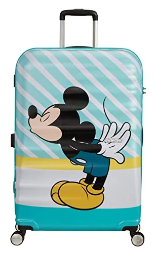 American Tourister Wavebreaker Disney Trolley 77 cm - Blau - Koffer mit 4 Rollen, ideal für Reisen mit Kindern und liebevollem Disney-Design.