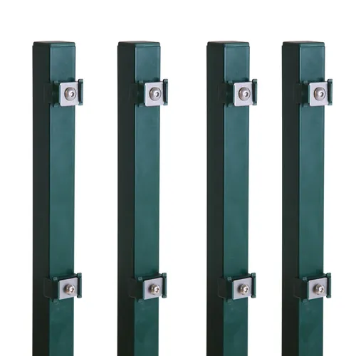 Bodenplattenpfosten Aufschrauben 4er Set für Zaunhöhe 180/183 cm Grün - Zaunpfosten für Garten, komplett wetterfest und UV-geschützt. Ideal für eine stabile Zaunmontage mit beiliegendem Befestigungsmaterial.