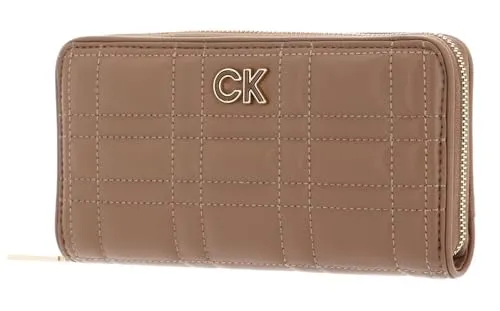 Calvin Klein Re-Lock Quilt Zip Around Wallet L Safari Canvas - Damen-Geldbörse im kompakten Format, ideal für Karten und Bargeld, mit vielen Fächern und stilvollem Design.