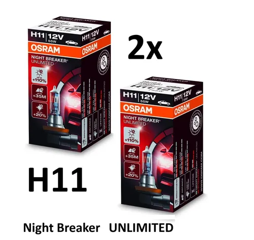 Ams-Osram NIGHT BREAKER UNLIMITED 64211NBU Glühlampe - Autobeleuchtungen mit bis zu 150% mehr Lichtausbeute für bessere Sicht und Sicherheit auf der Straße.