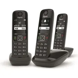Gigaset AS690 TRIO - 3 Schnurlose DECT Telefone, schwarz - Festnetztelefone mit großem, kontrastreichem Display und einfacher Installation - ideal für beste Lesbarkeit und schnellen Telefonstart.