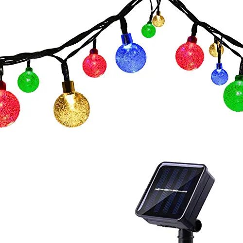 Tuokay Solar Lichterkette Außen 6,5m 30 LED 8 Modi Wasserdicht LED Außenlichterkette mit Kugel, Dekorative Beleuchtung für Garten Balkon Pavillon Terrasse Rasen Hof Zaun Deko (Mehrfarbig)
