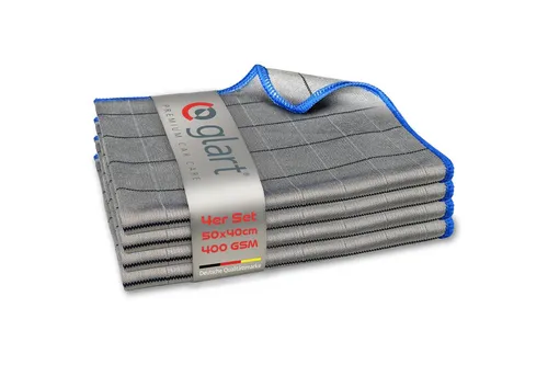 Glart 44C4B 4X Carbontücher Fensterputztücher Auto Glas fusselfrei 50x40cm Mikrofasertuch (98% PE/PA-Mehrkomponentenfaser, 2% PE, 40x50 cm)