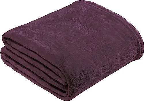 REDBEST Microfaserdecke Amarillo, Fleece-Wohndecke, Sofadecke dunkelviolett Größe 130x180 cm - kuscheliger Teddyfleece, extra weich warm, pflegeleicht, waschbar