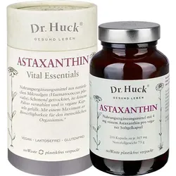 Dr. Huck® Astaxanthin Kapseln Vegan – 200 Stück - Vegane Kapseln mit 200 x 365 mg natürlichem Astaxanthin aus Mikroalgen. Ideal für eine ausgewogene Ernährung, laktose- und glutenfrei, für den täglichen Gebrauch.