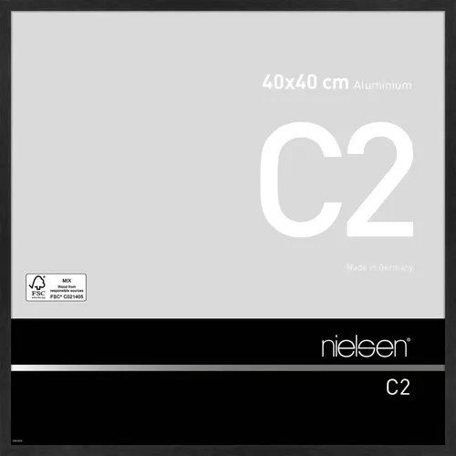 nielsen Bilderrahmen 40 x 40 cm, Aluminium Schwarz matt - Wand- & Tischbilderrahmen aus hochwertigem, FSC-zertifiziertem Aluminium mit Echtglas. Ideal für kreative Präsentationen im Hoch- und Querformat.