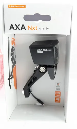 AXA E-Bike LED Scheinwerfer Nxt 45 schwarz - 45 Lux für optimale Sicht - Fan-Shop: Hochwertiger Scheinwerfer mit 45 Lux, langlebig und robust für sicheres Fahren bei Nacht.