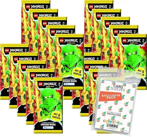 Bundle mit Lego Ninjago Serie 9 Trading Cards - 20 Booster + Exklusive Collect-it Hüllen