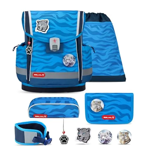 Belmil Classy Plus Schulranzen Set 6-teilig mit extra Hüftgurt (405-78AG/S/H) (Animal Kingdom)