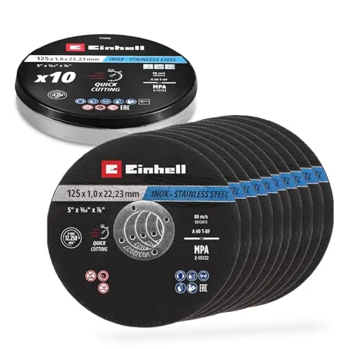 Einhell 10-tlg. Dünntrennscheiben, Inox, Ø 125 x 1 mm