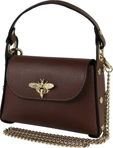 Toscanto Damen Umhängetasche aus Leder - Braun, 19cm - Elegante Umhängetasche aus echtem Kalbsleder in braun, ideal für den täglichen Gebrauch. Kompakte Größe von 19x14x6,5cm, perfekt für stilbewusste Damen.