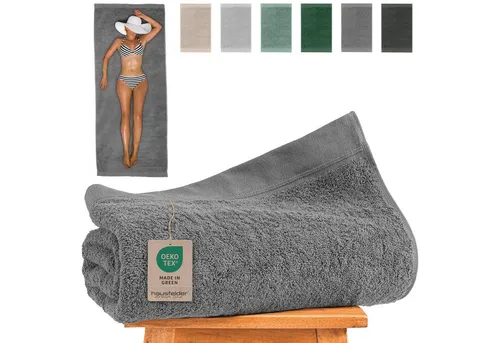 Hausfelder Saunatuch Saunahandtuch 80x200cm Premium Baumwolle Frottee 500g/m² Grau, Baumwollfrottee (1-St), 100% Baumwolle, weich, saugfähig, Uni-Farben