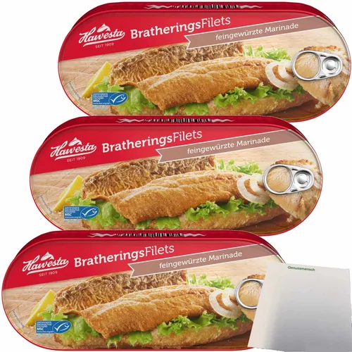 Hawesta Bratheringsfilets in feingewürzter Marinade MSC 3er Pack 3x325g Dose usy