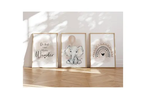 MeinBaby123® Poster Bilder Kinderzimmer, Poster Kinderzimmer Deko, Babyzimmer Deko, Spruch Wandbilder, Boho, Tiere