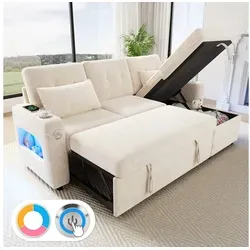 Merax Ecksofa mit LED-Beleuchtung und USB-Anschluss von Merax