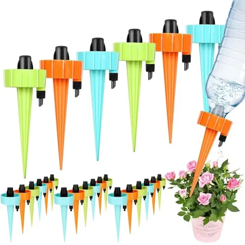 Bewässerungssystem Zimmerpflanzen Garten, 24 PCS Automatische Bewässerung Zimmerpflanzen Urlaub, Pflanzen Bewässerung Spikes Einstellbar zur Blumen Gemüse im Innenbereich für Außenbereich