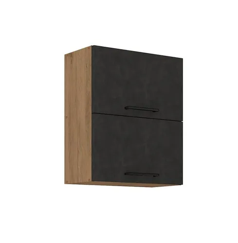 Küchen-Preisbombe Hängeschrank 60 cm Vigo Matera Grau + Eiche Lancelot - Hängeschrank 60 cm für die Küche, mit zwei Klappen und fester Ablage, ideal kombinierbar mit dem Küchenprogramm Vigo. Hochwertige Materialien und modernes Design in Grau und Eiche Lancelot.