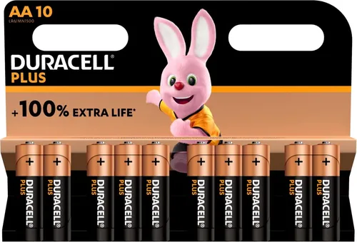Duracell Plus New AA Mignon Alkaline-Batterien, 1.5V LR6 MN1500 - 10er-Pack, bis zu 100% langlebiger und auslaufsichere Leistung für Ihre Geräte