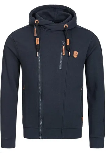 Indicode Herren Elm Kapuzensweatjacke | Bequemer Hoodie für Männer in Navy, S - Funktionsjacken mit seitlichem Reißverschluss und Windschutzblende für optimalen Tragekomfort und Wärme – ideal für sportliche und legere Outfits.