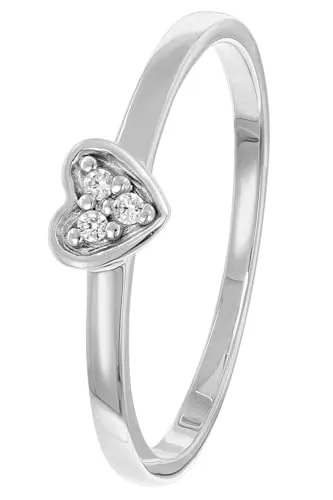 trendor Damenring Weißgold 333/8K Herz Mit Weißen Zirkonias eleganter Ring für Frauen, tolles Schmuckstück und edles Accessoire, 41540-56 Ringgröße 56/17,8