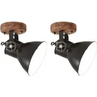 vidaXL Deckenleuchte Industriestil 2 Stk. Schwarz 20x25 cm E27 - Lampen im Industriestil, Set aus 2 Wand- und Deckenleuchten mit einzigartiger rauer Optik, ideal für Wohnzimmer und Schlafzimmer.