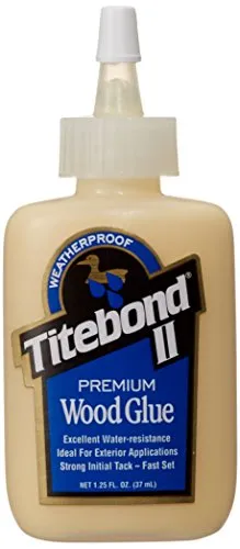 Titebond II Premium Holzleim, wasserfester Holzkleber für den Profigebrauch, Größe: 37 ml, 1 Stück, 500-1