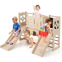 COSTWAY 8-in-1 Kinder Rutsche mit Klettergerüst – Spielspaß für kleine Abenteurer