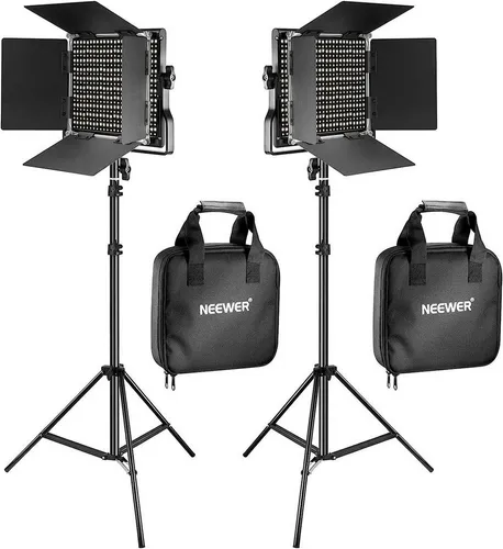 Neewer Videoleuchte NL660 LED Videolicht Panel 2 Set mit Stativ, Bi Farbe CRI96, LED Videoleuchte Fotolicht mit Barndoor, für Fotografie Video Studio