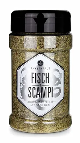 Ankerkraut Fisch & Scampi, Gewürz für Fisch kaufen, mit Knoblauch und Zitrone, frisch, würzig, mit milder Schärfe, 150 g im Streuer