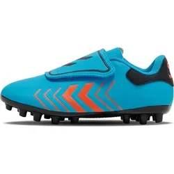Hummel HATTRICK M.G. JR Fussballschuhe Blue/Orange 38 - Fußballschuhe mit Multinocken-Technologie für optimalen Grip und schnelle Richtungswechsel. Atmungsaktiv und bequem, perfekt für junge Spieler auf Natur- und Kunstrasen.