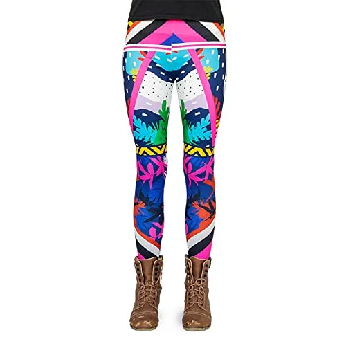 cosey - Neon Line Leggings - knallige Farben- in verschiedenen Leuchtend bunten Designs (Einheitsgröße) (Tropenleucheten)