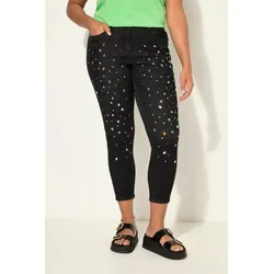 Angel of Style Röhrenjeans 7/8-Jeans Slim Fit - Modische 5-Pocket Jeans in Schwarz mit Ziersteinchen, ideal für trendbewusste Frauen, bequem durch 2% Elasthan.