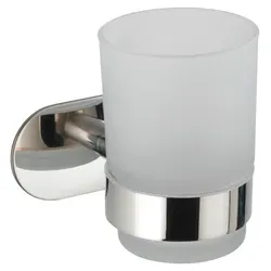 WENKO Turbo-Loc® Zahnputzbecherhalter Mod. Orea Uno Shine - Sonstige Badaccessoires - Mit Turbo-Loc® Klebesystem einfach ohne bohren montierbar, aus rostfreiem Edelstahl und satiniertem Glas, 10 Jahre Garantie.