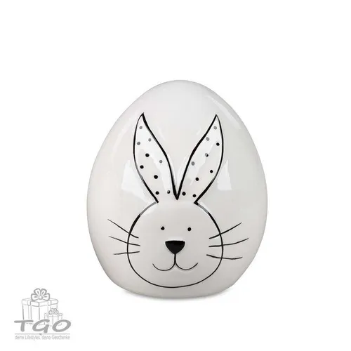 Formano Deko-Ei stehend 12cm aus Steingut mit Hasen-Motiv -702432