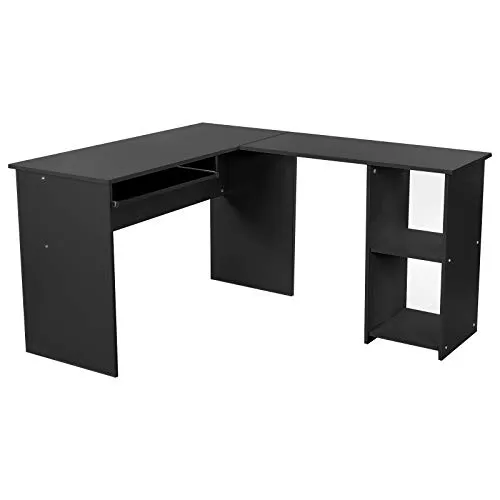 VASAGLE Computertisch Schwarz mit Tastaturauszug - Computermöbel mit großzügiger Tischplatte (140 x 120 cm), 2 Ablagen für Ordnung und leichtgängiger Tastaturauszug für komfortables Arbeiten. Stabil und pflegeleicht für den dauerhaften Einsatz.