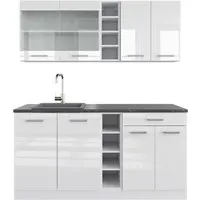 Vicco Singleküche R-Line 160 cm - Anthrazit, Weiß Hochglanz - Küchenzeilen für platzsparende Lösungen, modular anpassbar und mit höhenverstellbaren Füßen für ergonomisches Arbeiten. Ideal für Wohnungen und WGs.