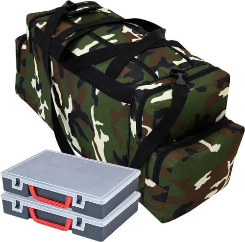 Specialist Angeltasche für Zubehör mit inkl. 2 Kunststoff-Boxen Angelboxen Gerätetasche Ködertasche Tasche für Angelköder Tarnfarbe [023]