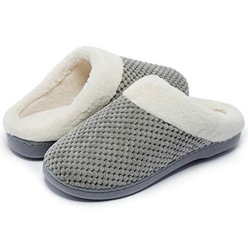Kuako Hausschuhe Damen Winter Wärme Memory Foam Pantoffeln Bequem Plüsch rutschfeste Leicht Slippers Indoor