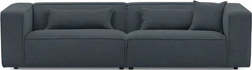 LeGer Home by Lena Gercke 3-Sitzer PIARA, Couch mit Kedernaht, Sofa in Cord, Leinenoptik o. Strukturstoff, schwarze Füße, bequemer Sitzkomfort
