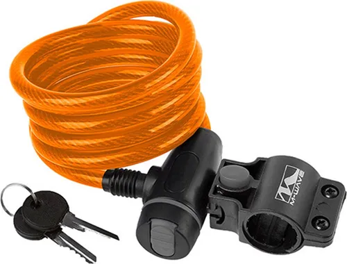 M-Wave SpiralMasterLock Kabelschloss CLIP-ON-Halter L 180cm Ø 10mm orange