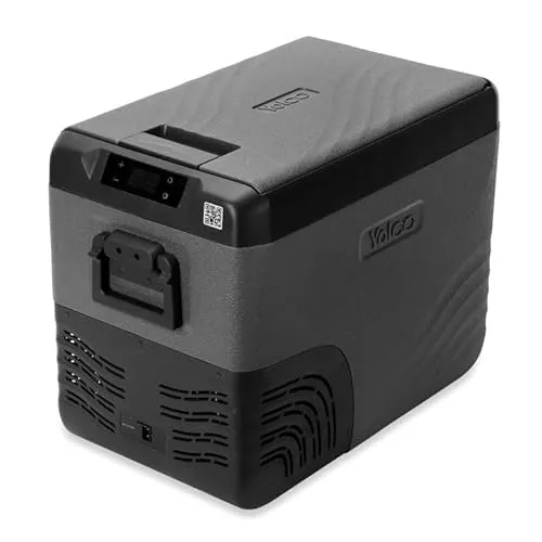 Yolco KX40 Carbon Elektrische Kompressor-Kühlbox - Dual-Zone Kühlschrank für Auto, LKW und Camping, steuerbar via Bluetooth, mit ergonomischen Tragegriffen und mehrstufigem Batterieschutz.