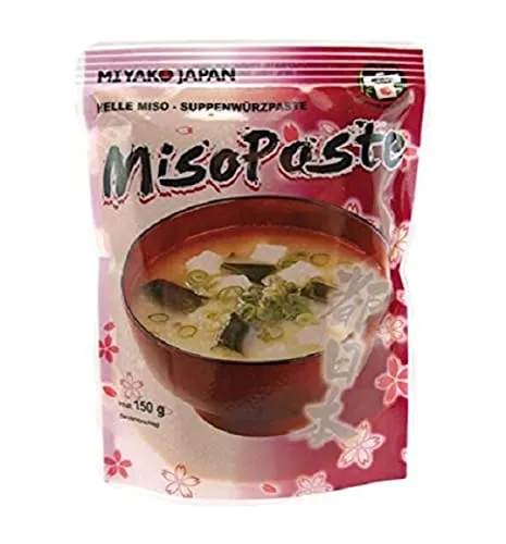Miyako Japan Miso Paste Hell, 150 g - Vielseitige Suppenwürzpaste mit japanischen Aromen, ideal zum Verfeinern von Gerichten oder für schnelle Suppen. Ein Genussmoment für jede Küche!