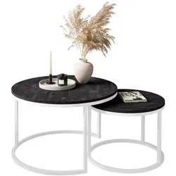 Lookway Couchtisch, Weiß, Holzwerkstoff, Rund, 80x48x80 cm, Wohnzimmer, Wohnzimmertische, Couchtische