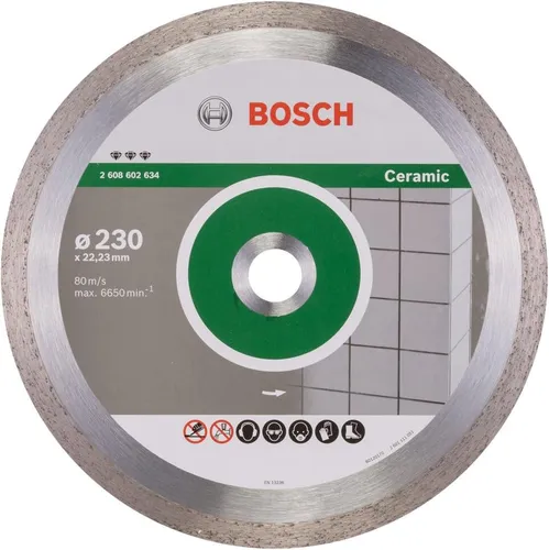 Bosch PRO Ceramic Diamanttrennscheibe - 230 mm, 25,4 mm-Bohrung, hält bis zu 1,8x länger als Standard, ideal für Fliesenleger